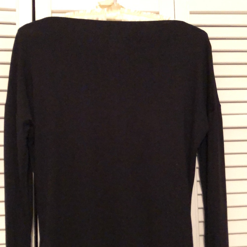 NWT SZ M, BOATNECK TEE, BODYCON, L/S, BLACK